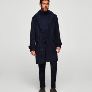 Hood wool-blend duffle coat